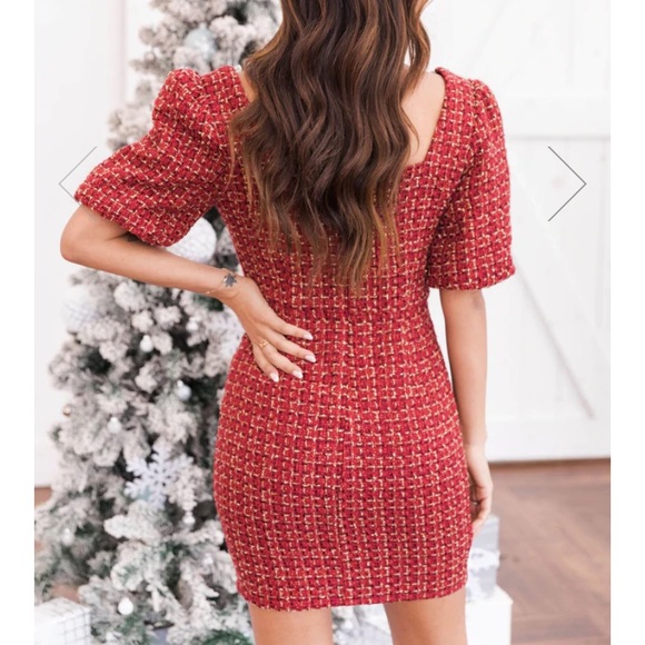 NWT Red Tweed mini dress - Picture 3 of 4